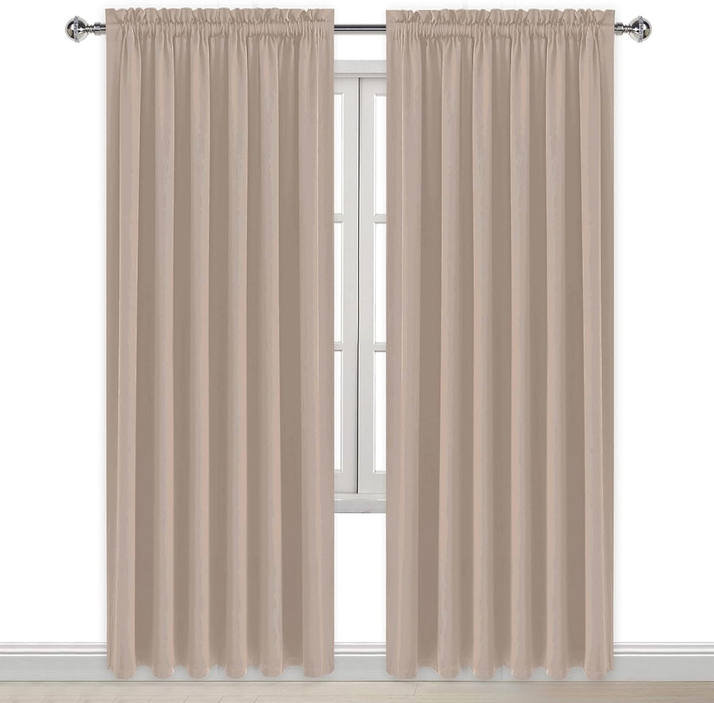 DWCN Blackout Curtains for Living Room Thermal Insulated, Energy Saving & Noise Reducing Bedroom Curtains, Camel, W 70x L 84 Inch, Set of…