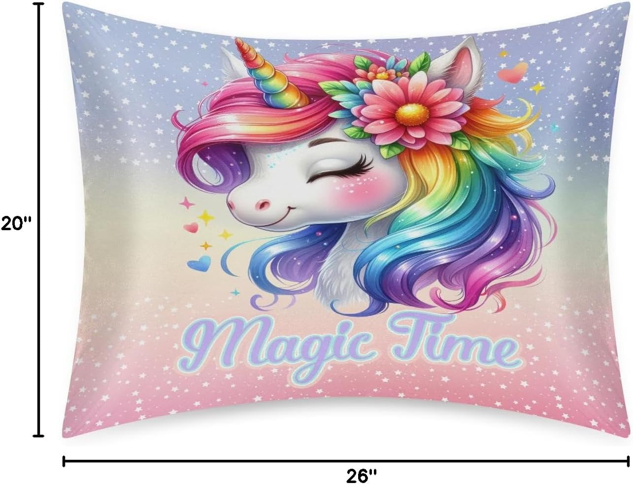 Unicorn Rainbow Animal Satin Silk Pillowcase for Hair and Skin Pillow Cases Standard Size Soft Silk Pillow Case with Envelope Closure…