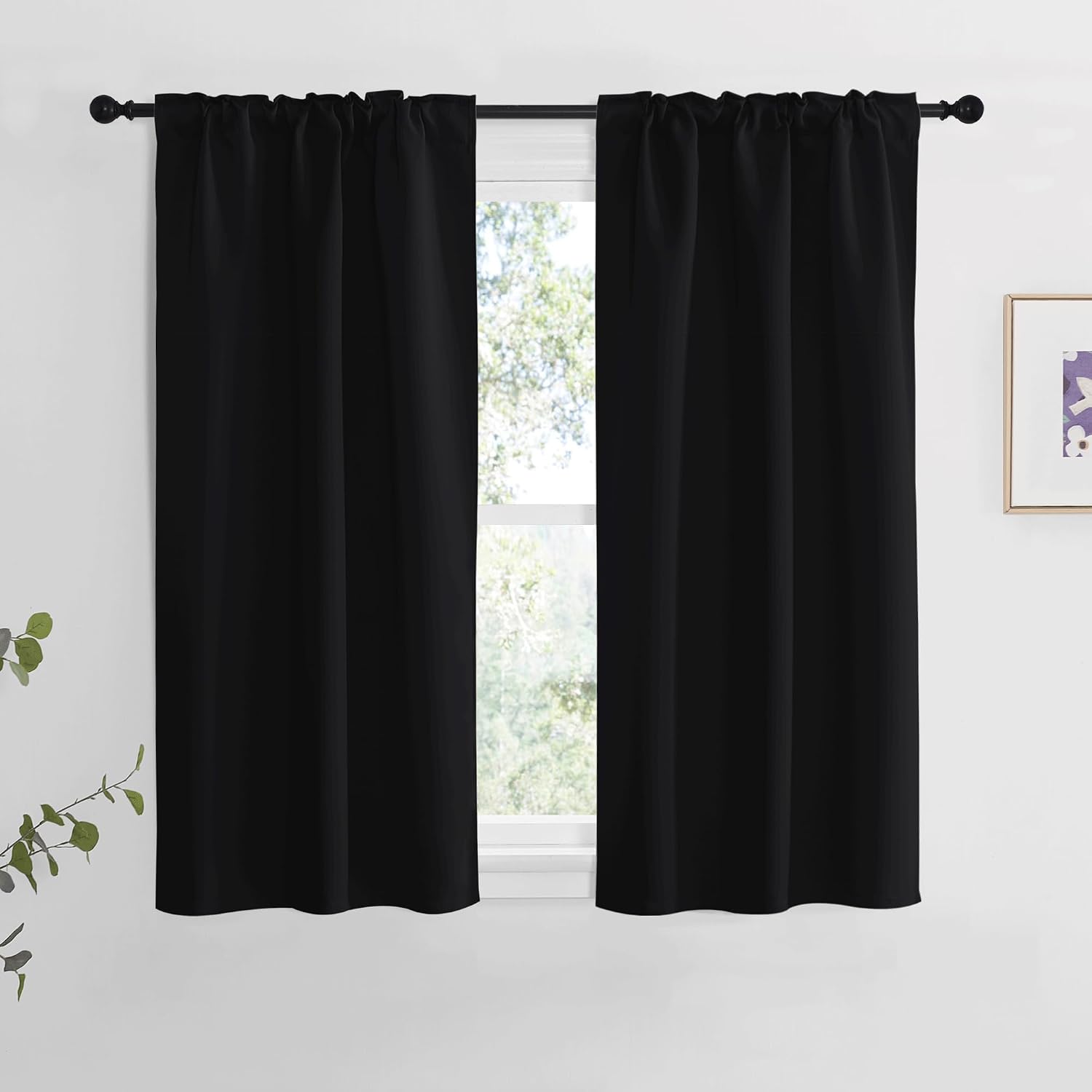 NICETOWN Halloween Blackout Curtains Window Panel Drapes - (Black Color) W34 x L54, Double Panels, Home Decoration Light Blocking Thermal…