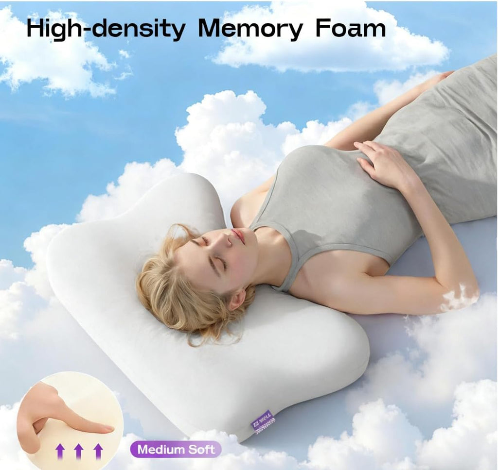 Zz-Well Side Sleeper Pillows - Patented Cervical Neck Pillow for Sleeping with Cooling & Removable Cover- High Loft Heavy Density Memory Fo…