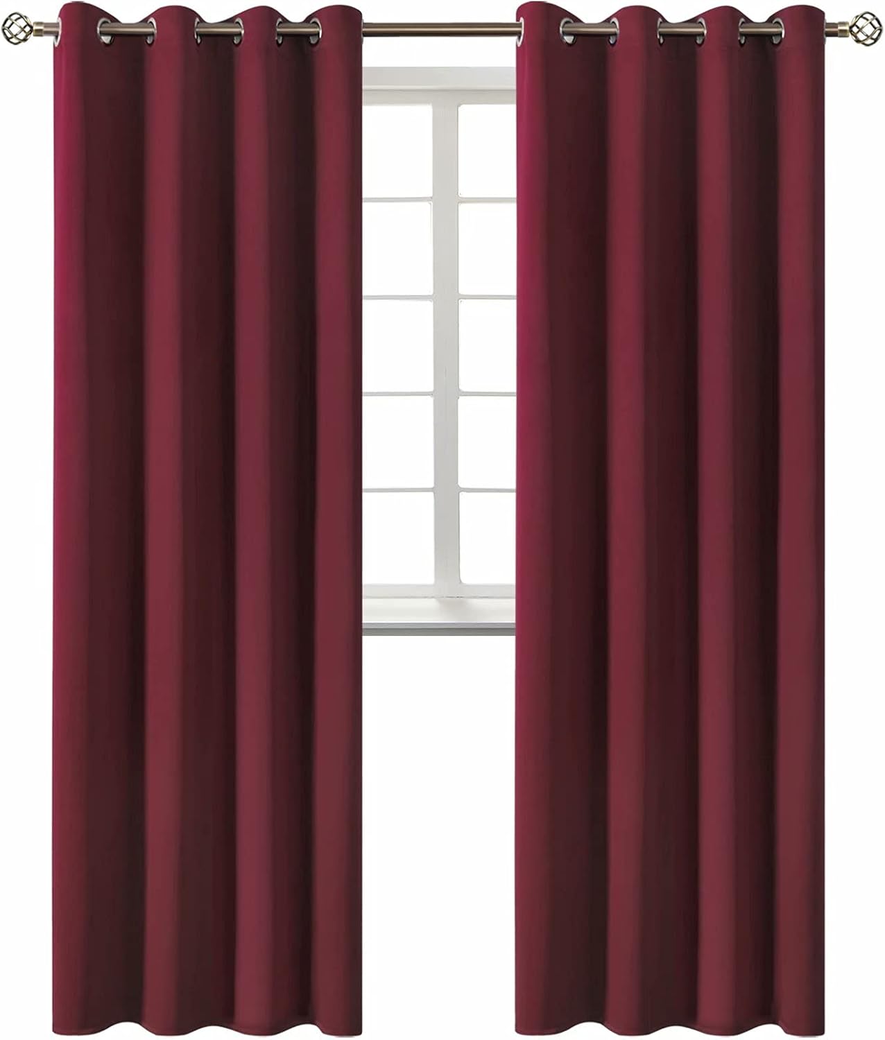 BGment Blackout Curtains for Living Room - Grommet Thermal Insulated Room Darkening Curtains for Bedroom, 2 Panels of 52 x 95 Inch, Burgund…