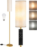 Dimmable Floor Lamp for Living Room with Remote and Foot Switch, Standing Tall Lamp, Bulb Included, 3000K-6500K, Beige and Gold, FCC…