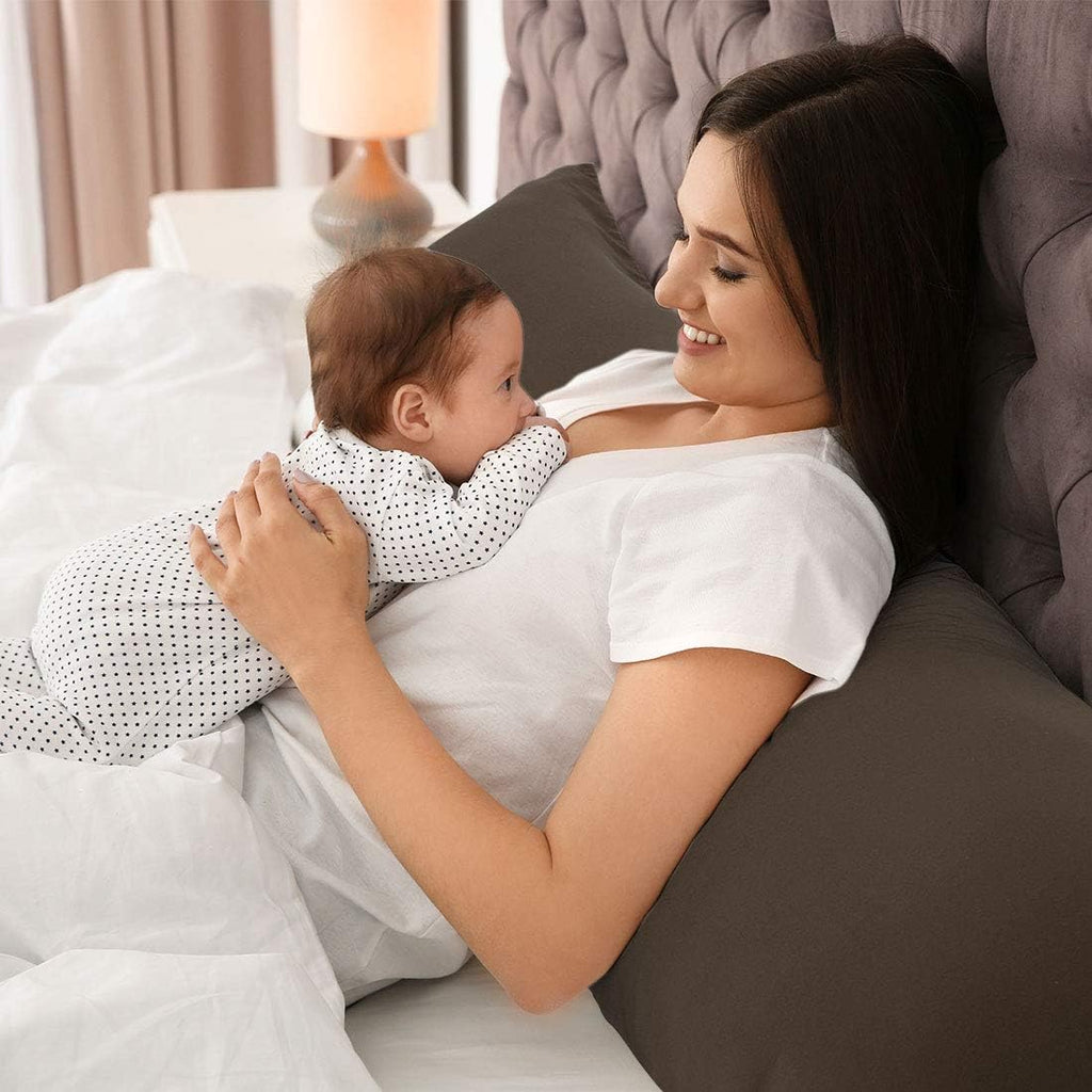 PiccoCasa Body Pillow Cover with Zipper Closure, 110 GSM Brushed Microfiber, Brown (20"x48") cotton
