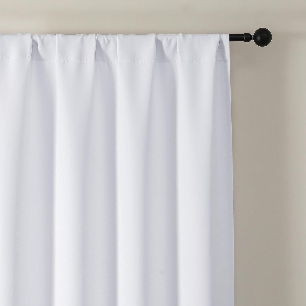Gwine Pura White Curtains 84 inches Long, Light Filtering Thermal Insulated Noise Reducing Window Curtain Panels for Bedroom, Elegant…