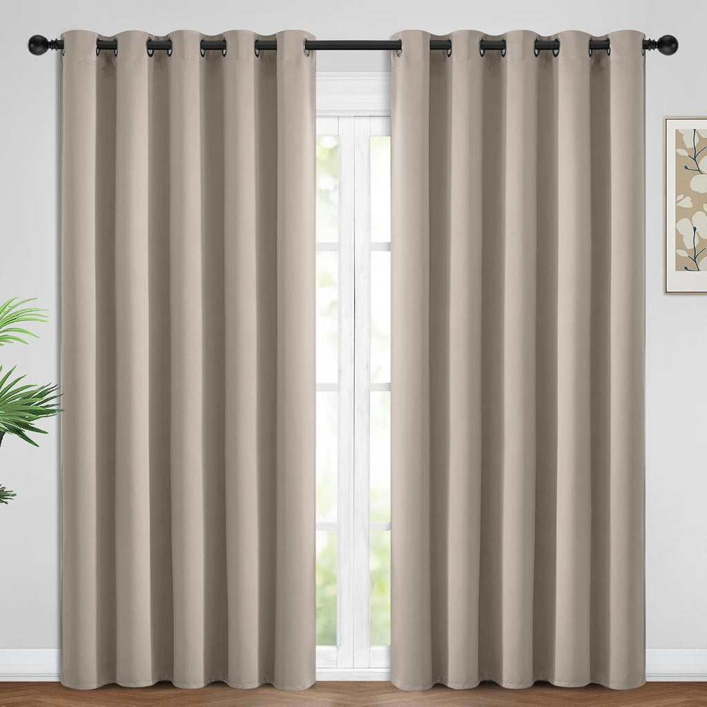 Yakamok Blackout Curtains Room Darkening Thermal Insulated Window Panels, Solid Grommet Top Drapes for Bedroom/Living Room(62Wx84L…