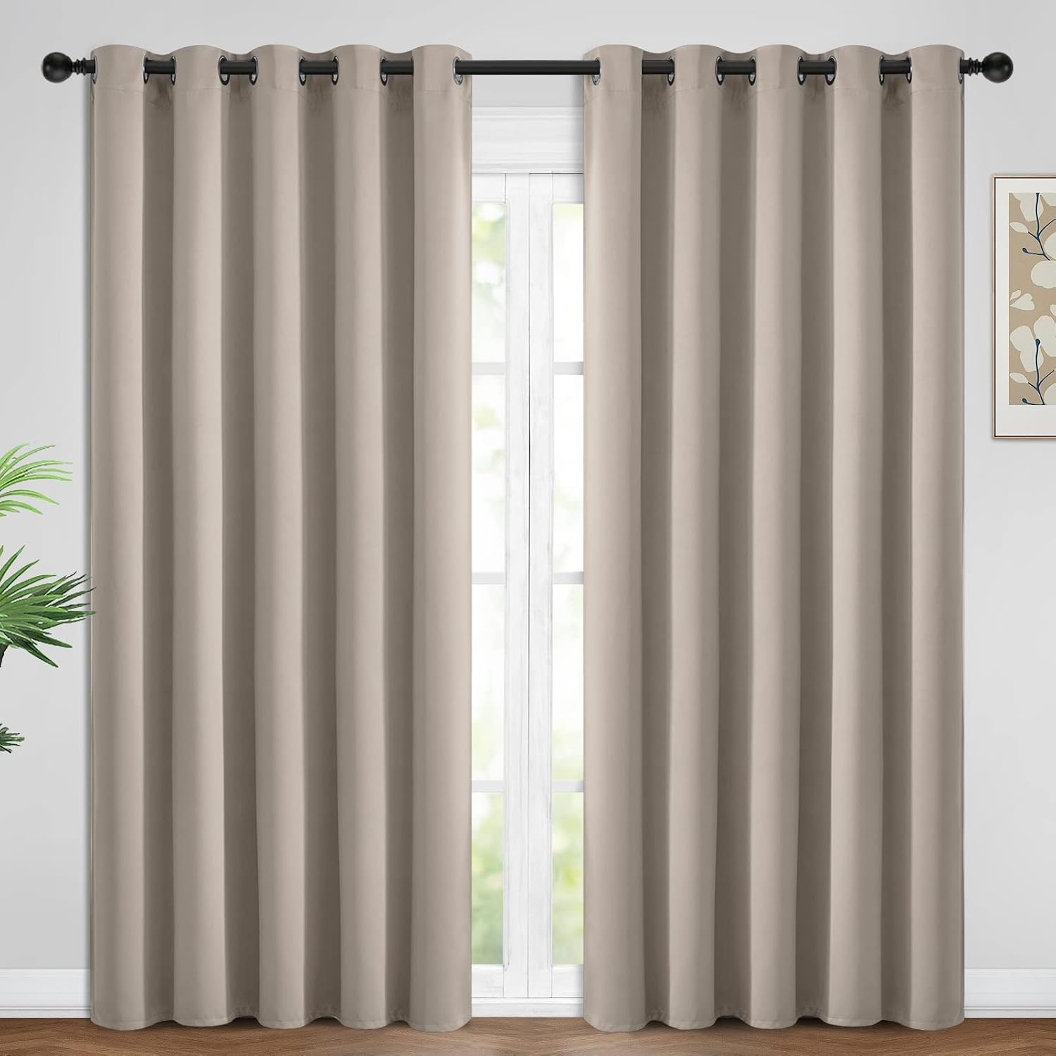 Yakamok Blackout Curtains Room Darkening Thermal Insulated Window Panels, Solid Grommet Top Drapes for Bedroom/Living Room(62Wx84L…
