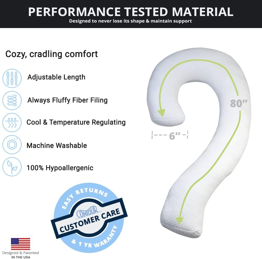 Contour Swan Body Pillow w/Pillowcase Cool XL - As Seen on TV (Pack of 2)