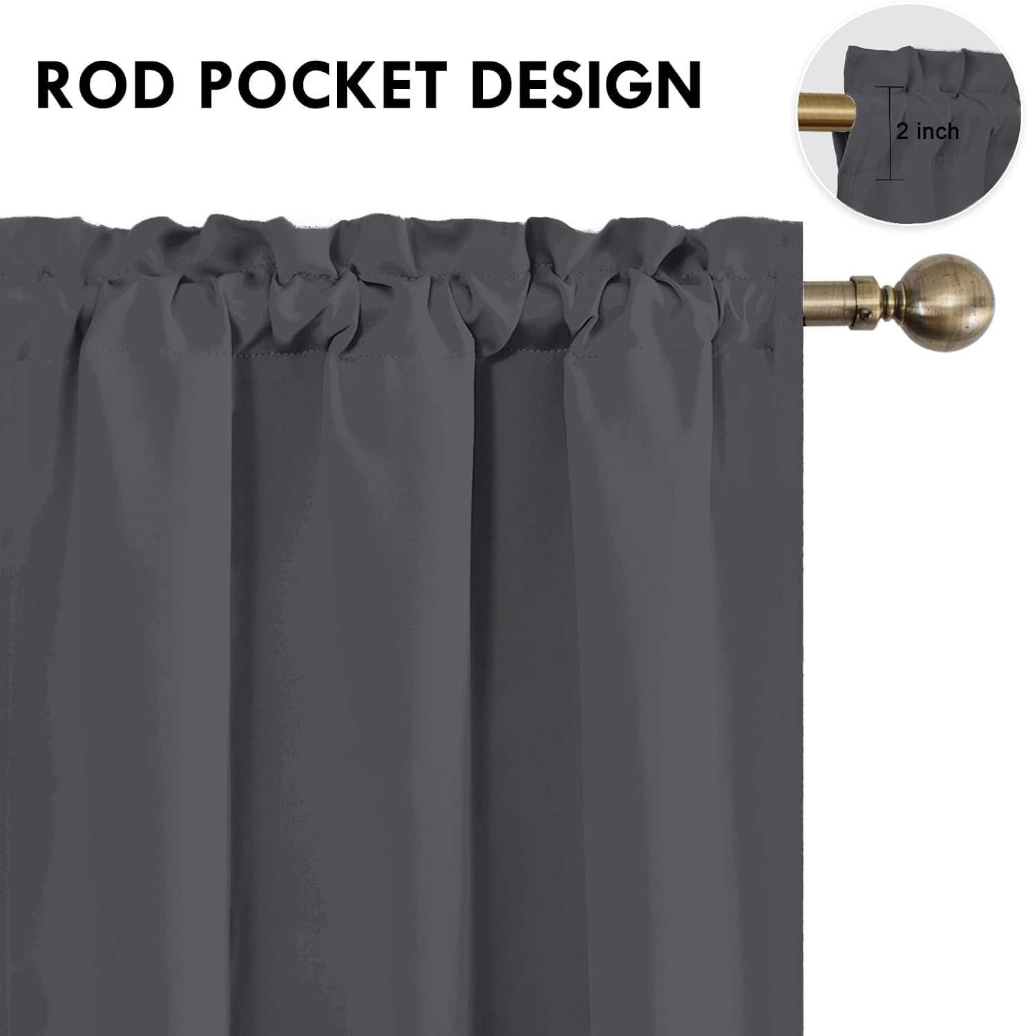 Dwcn Blackout Curtains for Bedroom 54 Inch Length 2 Panels Set, Solid Thermal Insulated Energy Saving Rod Pocket Window Treatment Curtains…