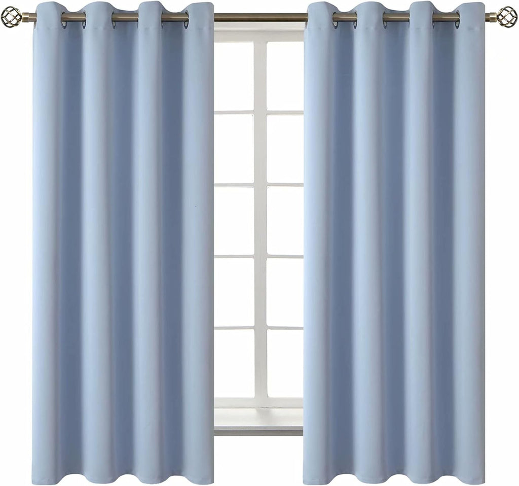 BGment Blackout Curtains for Living Room - Grommet Thermal Insulated Room Darkening Curtains for Bedroom, 2 Panels of 52 x 63 Inch, Spa Blu…