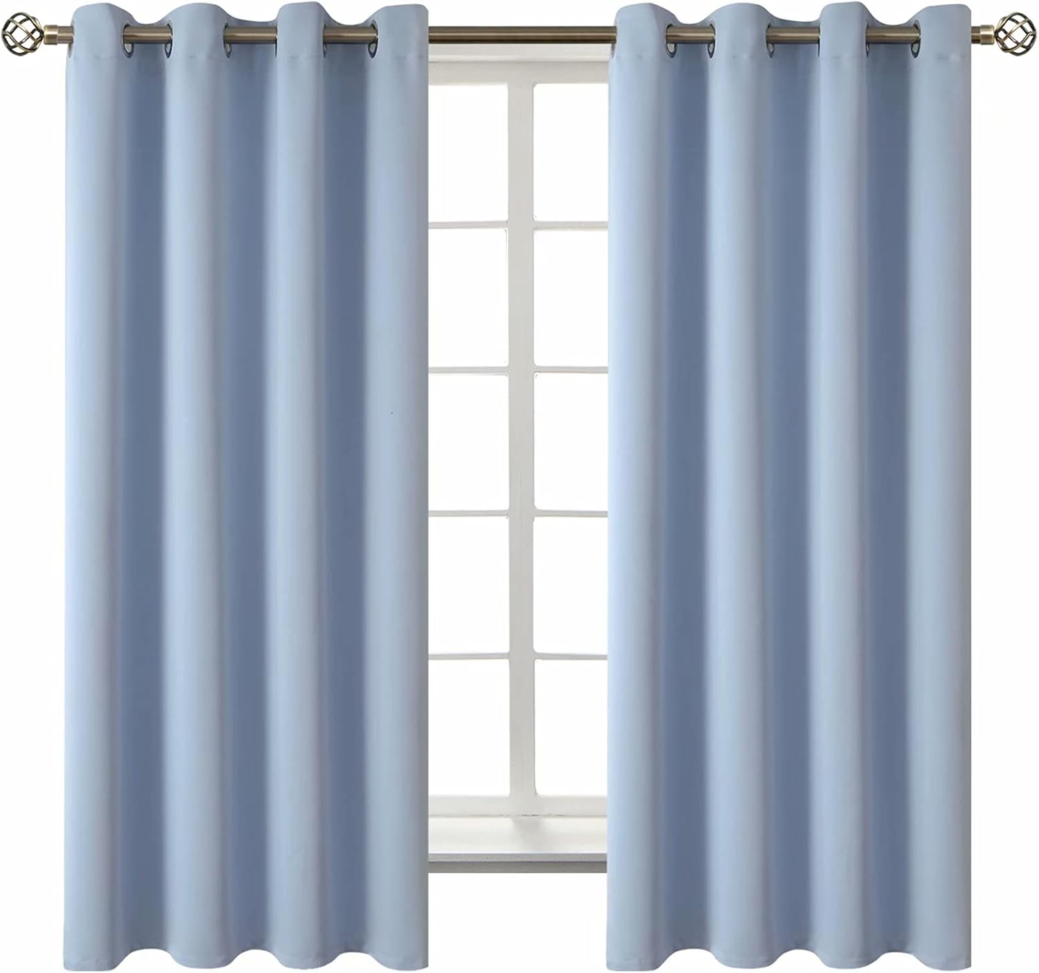 BGment Blackout Curtains for Living Room - Grommet Thermal Insulated Room Darkening Curtains for Bedroom, 2 Panels of 52 x 63 Inch, Spa Blu…