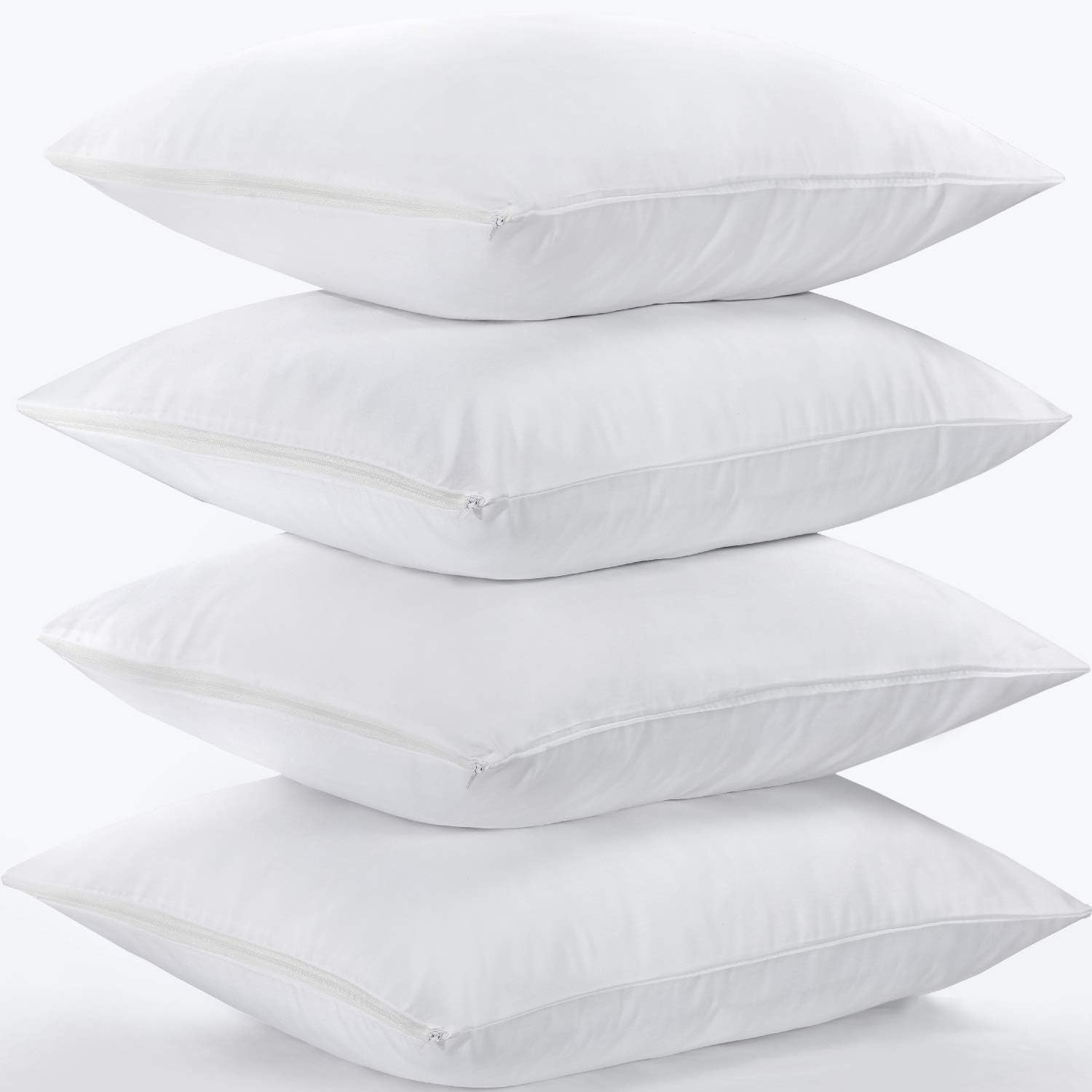NiagaraSleepSolution Niagara 4 Pack Pillow Protectors Standard 20x26 Inches Ultra Fresh Treated 100% Cotton Non Crinkle Quiet…