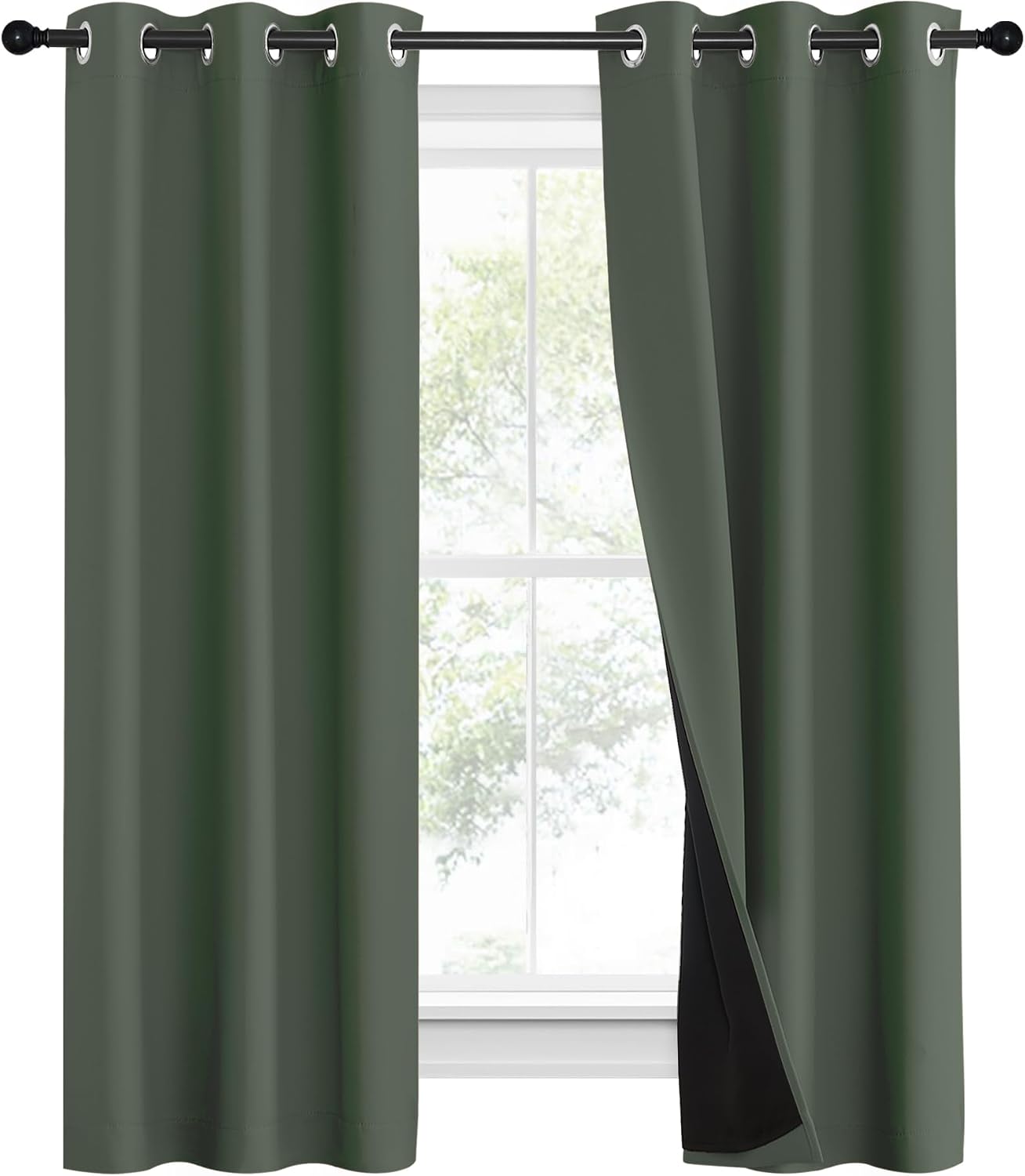 Nicetown 100% Blackout Curtains 60" Long, Pair of Energy Smart & Noise Blocking Out Drapes for Baby Room Window, Thermal Insulated Guest Ro…
