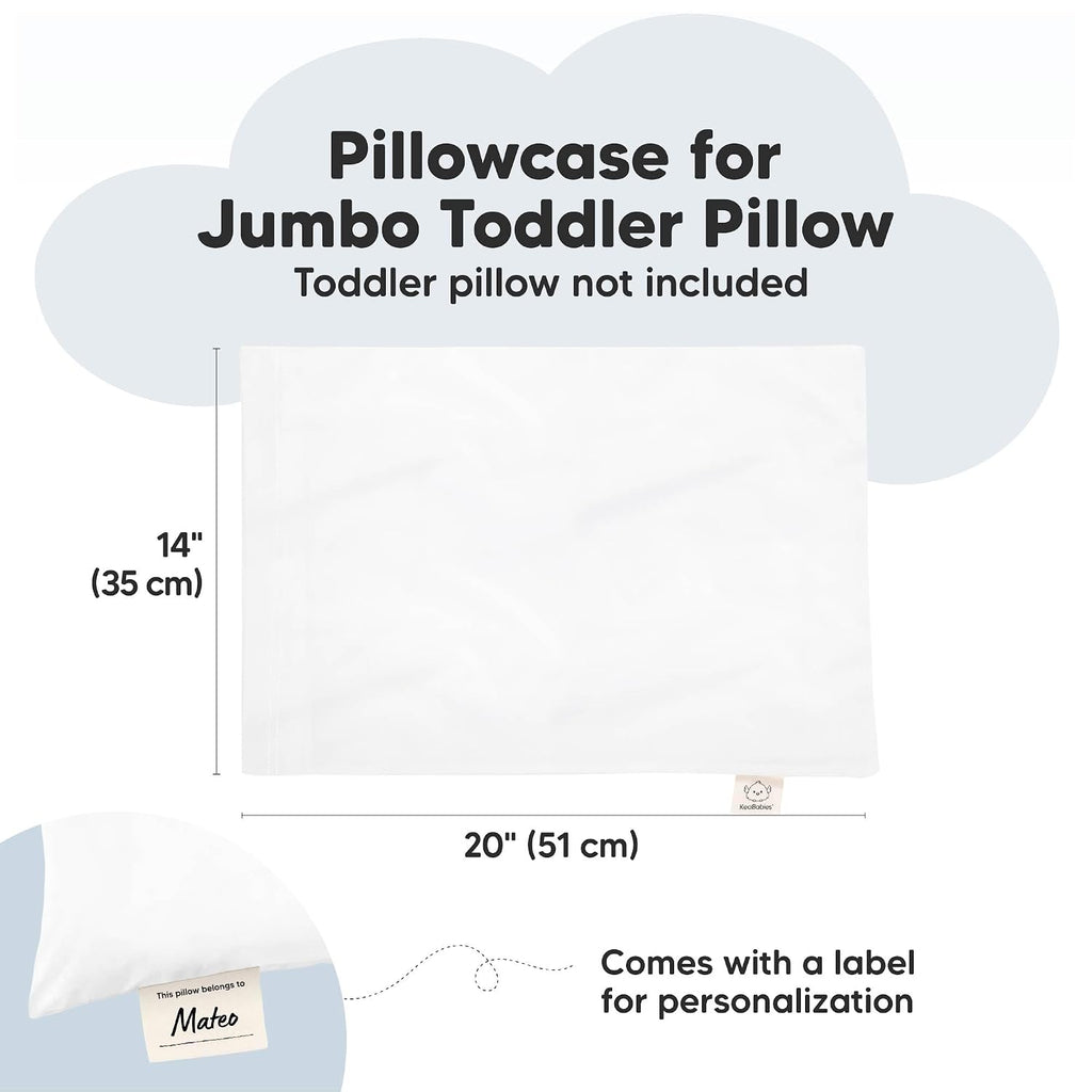 KeaBabies Toddler Pillowcase 14x20 - Organic Cotton Jumbo Toddler Pillowcase for Kids, Boys, Girls, Soft & Durable Cotton Cover for…