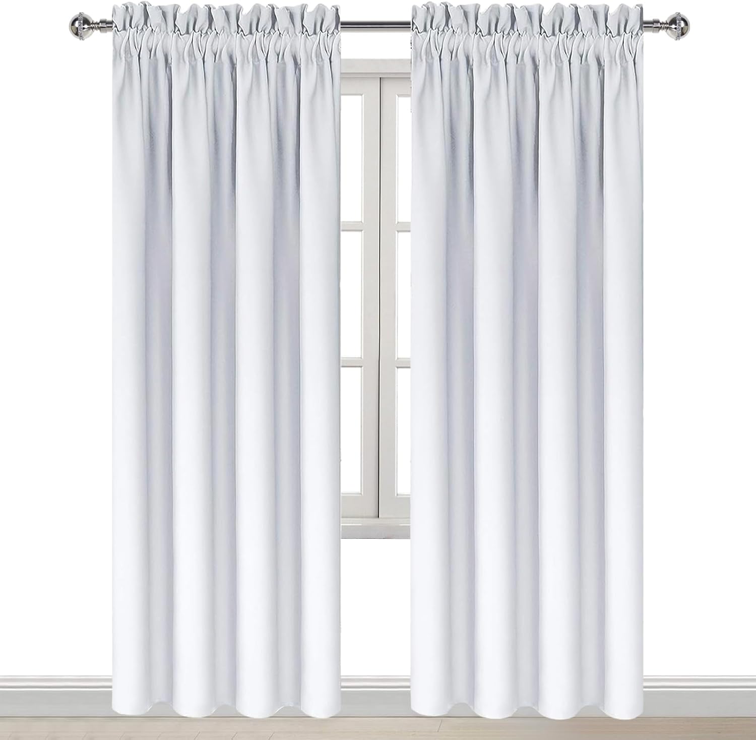 Dwcn Blackout Curtains Room Darkening Thermal Insulated Bedroom Curtains Window Curtain Panels, 52 x 84 inches Long, Set of 2 White Rod Poc…