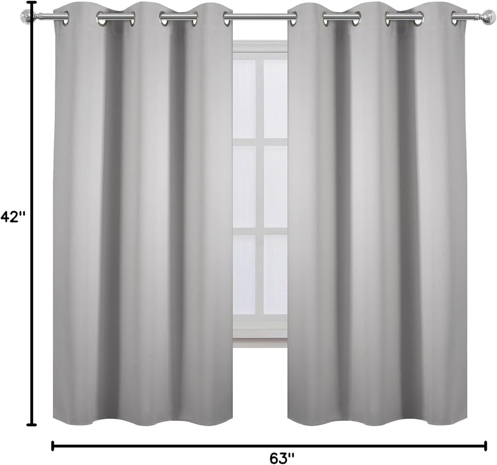 Lemomo Light Grey Blackout Curtains 42 x 63 Inch Length/Set of 2 Curtain Panels/Thermal Insulated Room Darkening Blackout Curtains for Bedr…