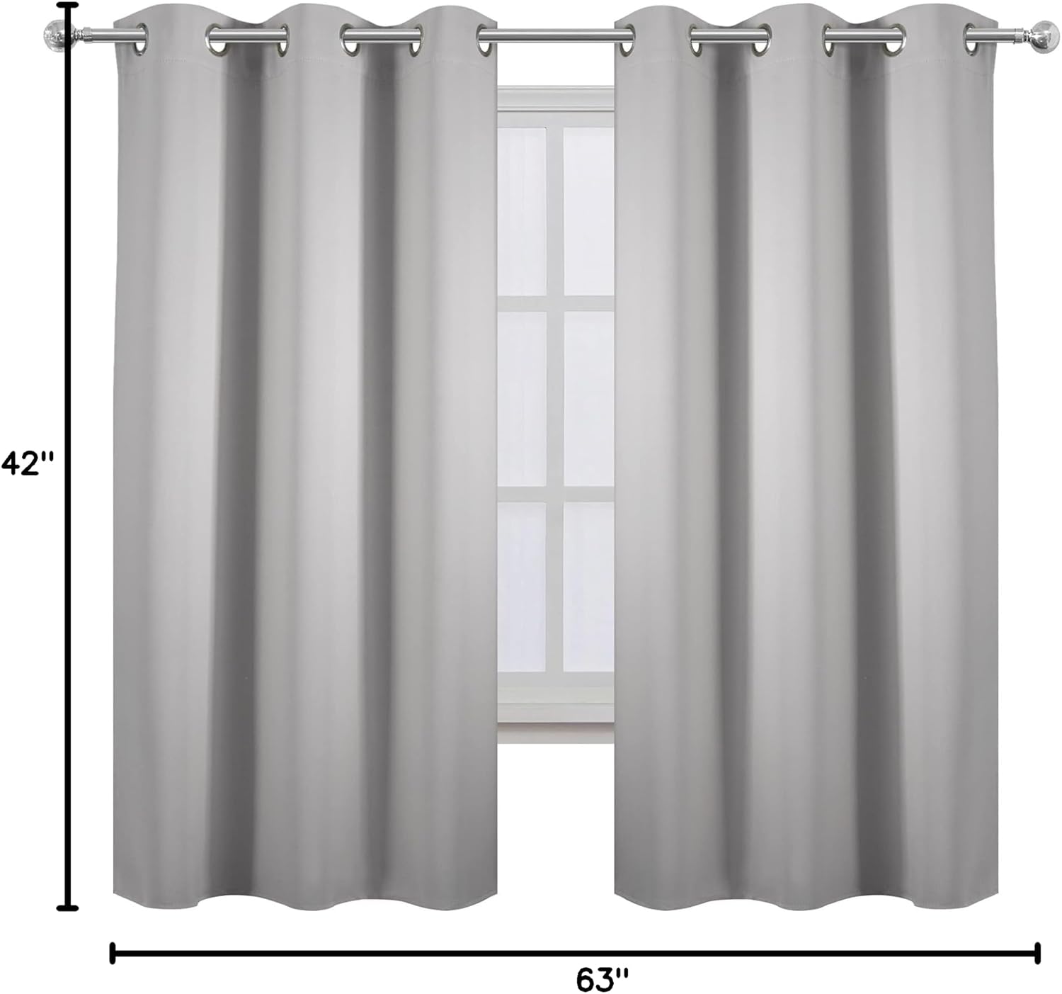 Lemomo Light Grey Blackout Curtains 42 x 63 Inch Length/Set of 2 Curtain Panels/Thermal Insulated Room Darkening Blackout Curtains for Bedr…