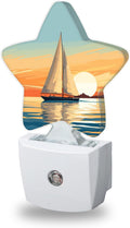 Night Lights Plug Into Wall Decorative, Vintage Sailboat Nightlights for Kids Bedroom, Sea Sunset Energy Efficient Dusk-to-Dawn Sensor…