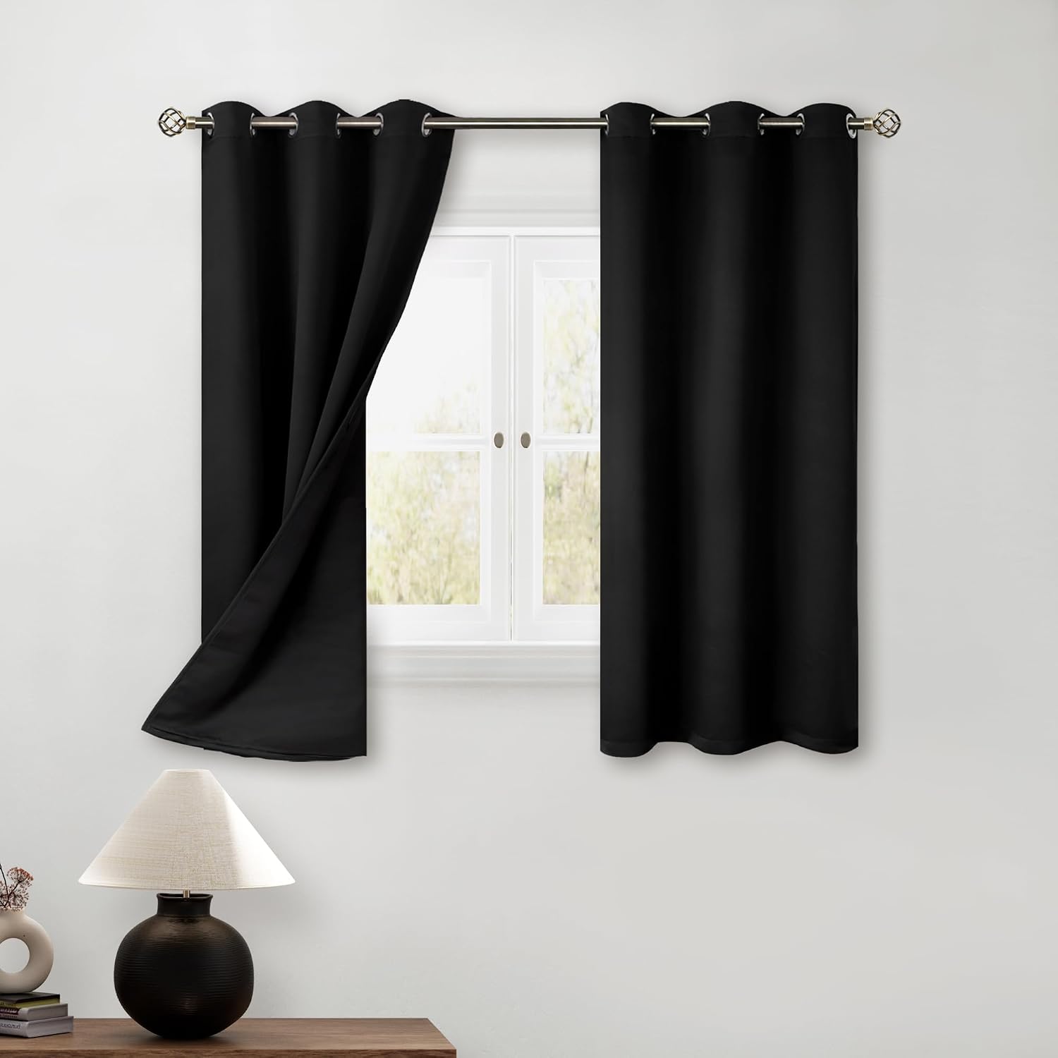 BGment 45 Inch Curtains for Bedroom - Short Blackout Curtains for Small Window/Cafe Thermal Insulated Grommet Drapes, 2 Panels, Each 42 Inc…