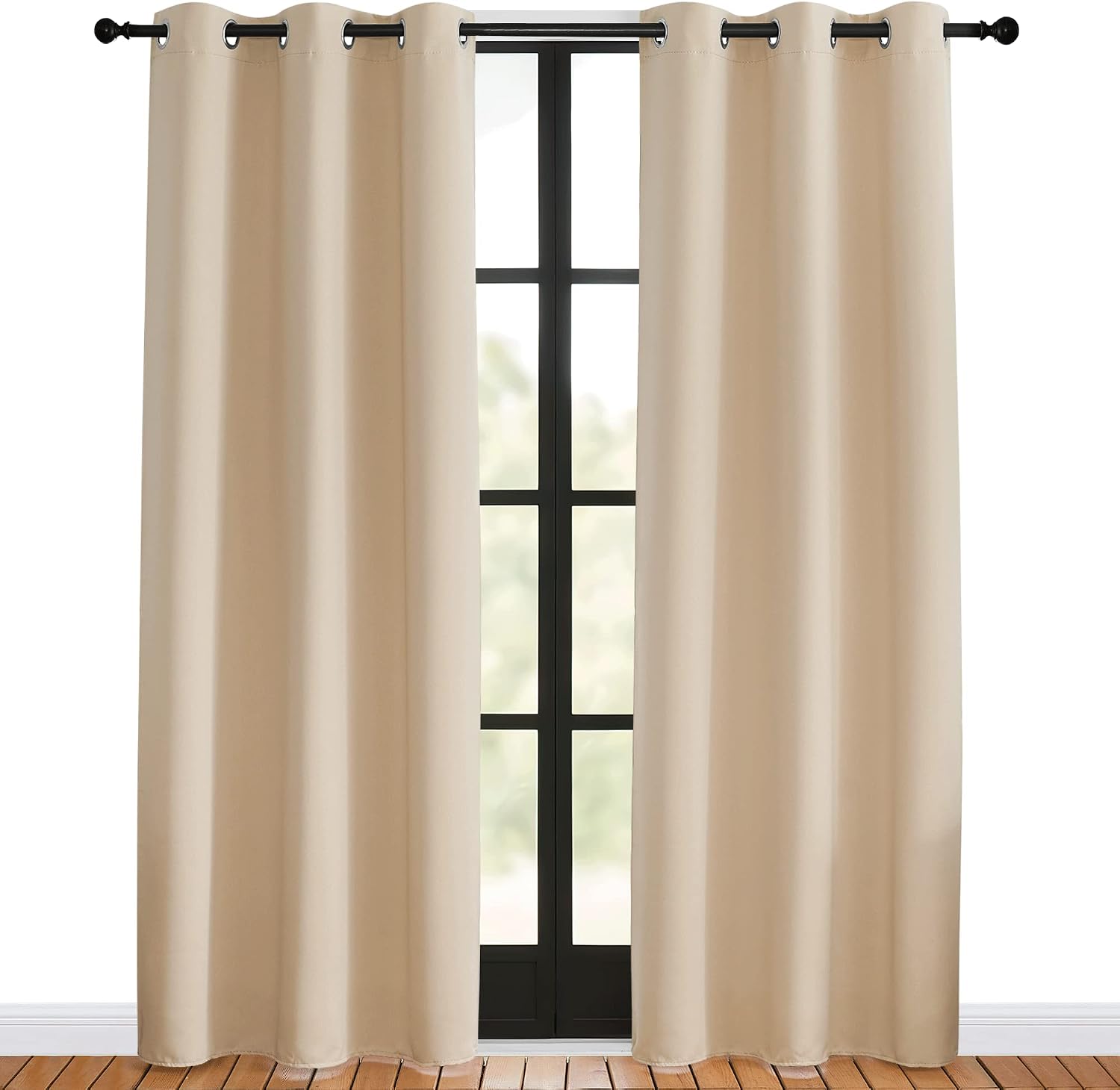 NICETOWN Room Darkening Draperies Window Curtain Panels, Biscotti Beige, 2 Panels, W42 x L80 -inch, Thermal Insulated Grommet Room…