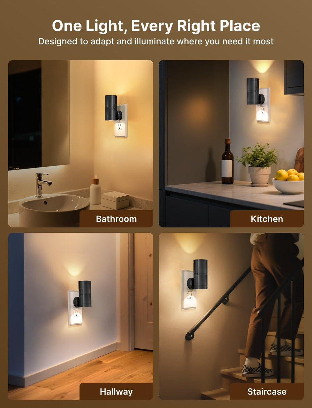 Likelgn Night Light Plug into Wall, 4 Pack Dimmable LED Nightlight with Dusk to Dawn Sensor, Soft White Glow, for Hallway, Bathroom…