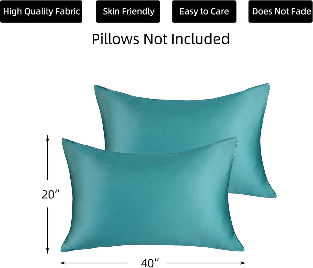 BestSeason Cotton Pillow Protectors/Cover King Size with Zipper 2 Pack Teal Blue Pillow Cases Cooling & Breathable Bed Pillow Protectors Se…