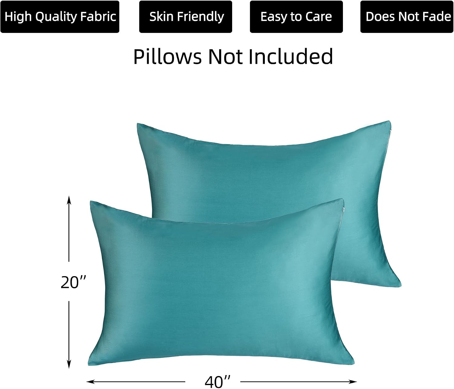 BestSeason Cotton Pillow Protectors/Cover King Size with Zipper 2 Pack Teal Blue Pillow Cases Cooling & Breathable Bed Pillow Protectors Se…