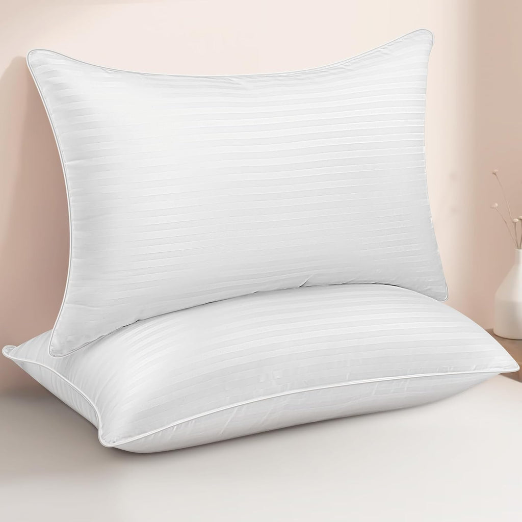 Queen Size Bed Pillows - Breathable Down Alternative Pillows Set of 2 for Side, Back, and Stomach Sleepers Fluffy Cooling Hotel Quality…
