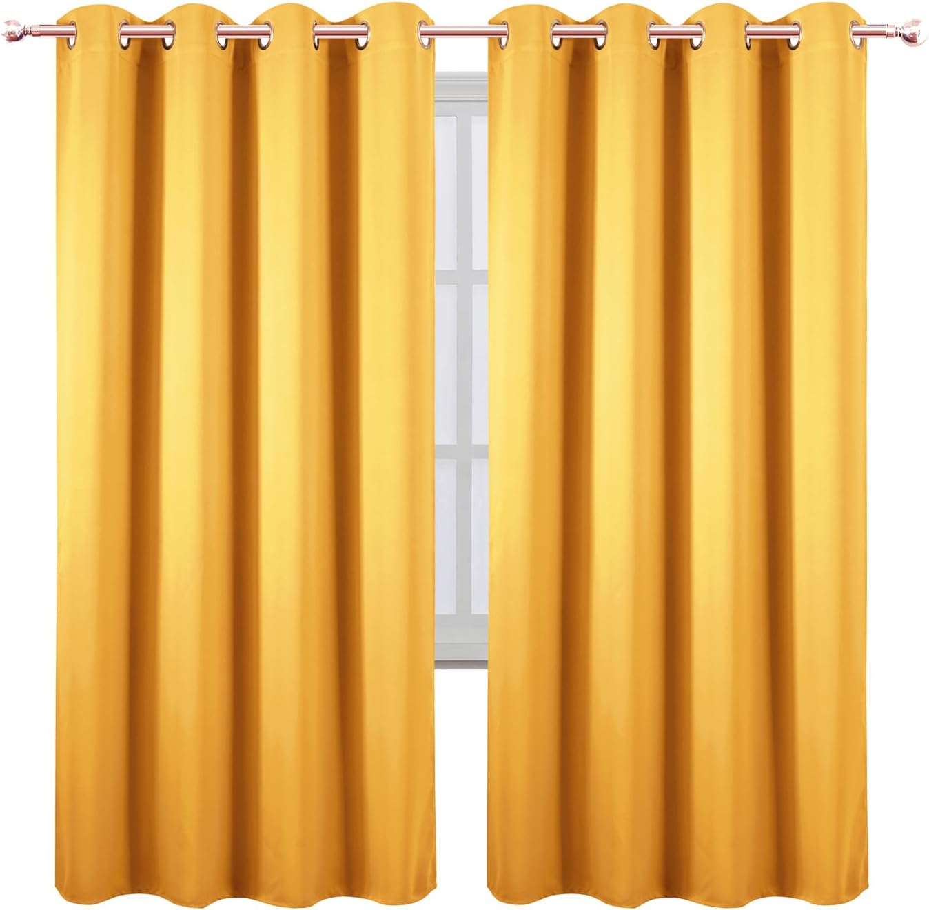 Lemomo Blackout Curtains 66 x 72 Inch Long Yellow Curtains Set of 2 Panels Room Darkening Curtains for Bedroom and Living Room 72 Inch silv…