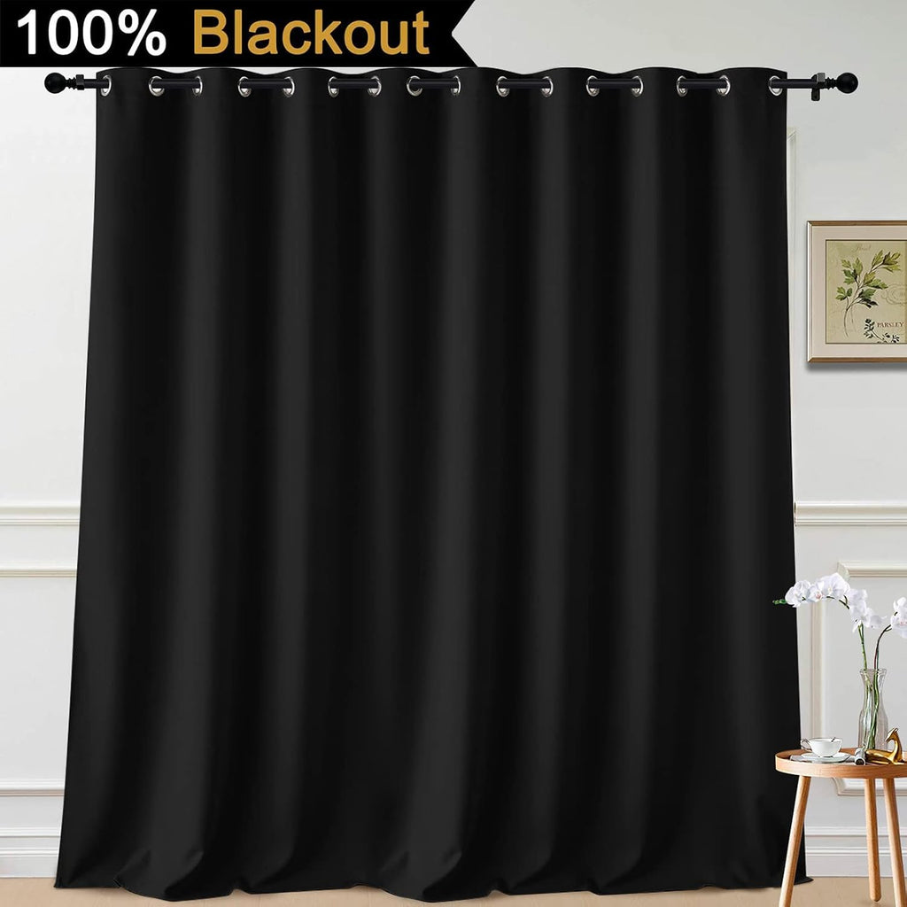 Yakamok 100% Blackout Thermal Insulated Grommet Curtains, Noise Reducing Barrier Panel for Sliding Glass Door, 2 Thick Layers Heat Full…