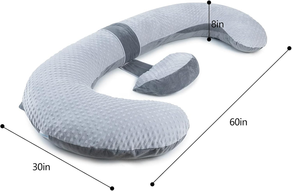 Queenrose QUEEN ROSE Pregnancy Pillow E Shaped with Detachable Wedge, Adjustable Full Body Maternity Pillow for Sleeping, Dual-Sided Velvet…