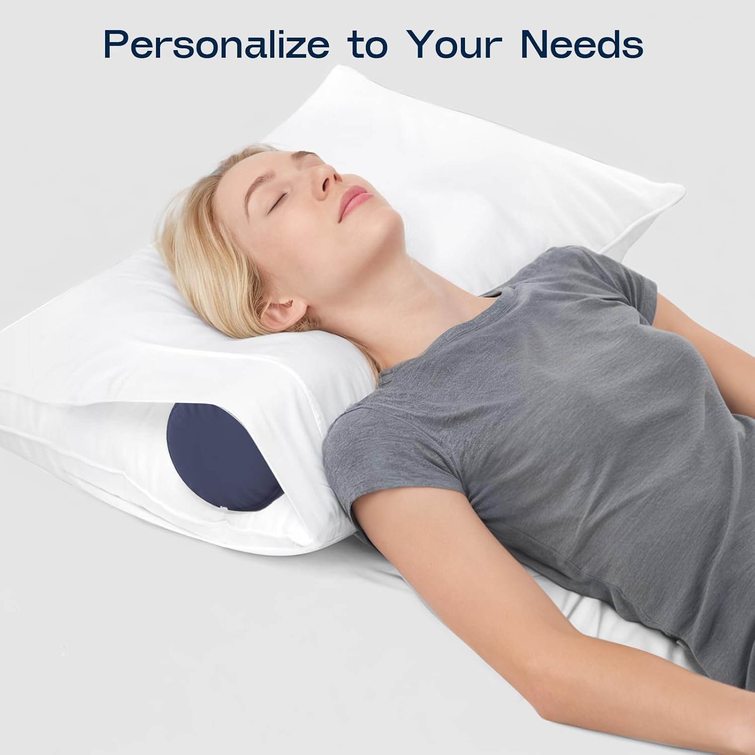 Forcanby Neck Roll Pillow for Neck - Memory Foam Neck Support Pillow for Bed | Round Neck Pillow for Sleeping, 15.7 * 6 * 6inch ((Navy-Blue…