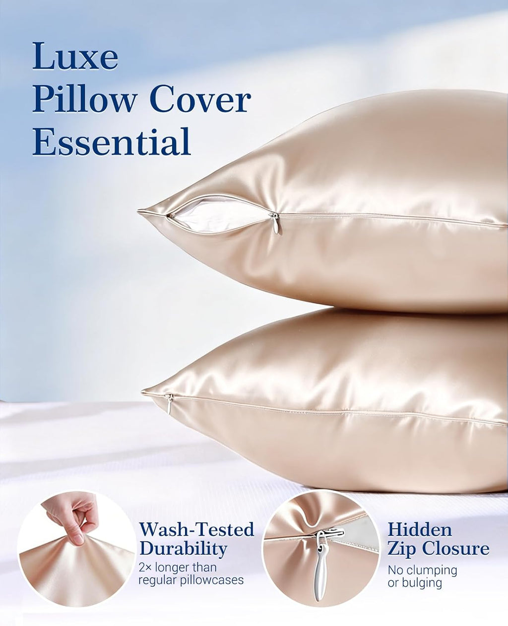 Elegear Cooling Pillow Cases Set of 2 for Hot Sleepers, Softer Than Silk Pillow Cases for Hair & Skin, Upgraded Arc-Chill Cooling Satin…