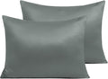 Ntbay Zippered Satin Pillow Cases for Hair and Skin, Luxury Standard Hidden Zipper Pillowcases Set of 2, 20x26 Inches, Dark Grey 26 Inches…