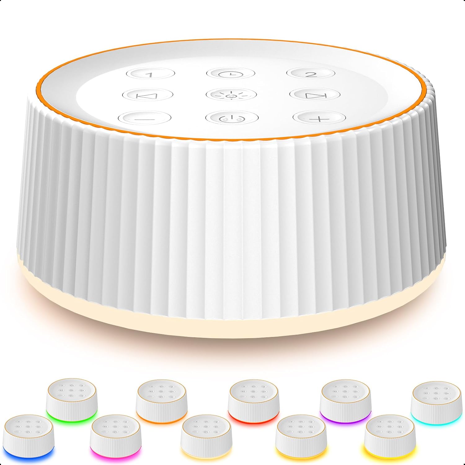 BGOVERSSWhiteNoiseMachine White Noise Machine, 26 Hi-Fi Soothing Sounds & 10 Colors Night Light Sound Machine for Sleeping Adults, Baby & K…