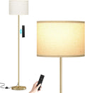 Ambimall 60'' Modern Floor Lamp with Remote, Tall Lamps for Living Room, Bedroom, Office, Dining Room, Beige Shade with Gold…