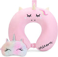 Kids Neck Pillow, Unicorn Kids Travel Neck Pillow for Traveling with Eye Mask, Toddler Travel Essentials for Road Trip Airplane Car Seat…