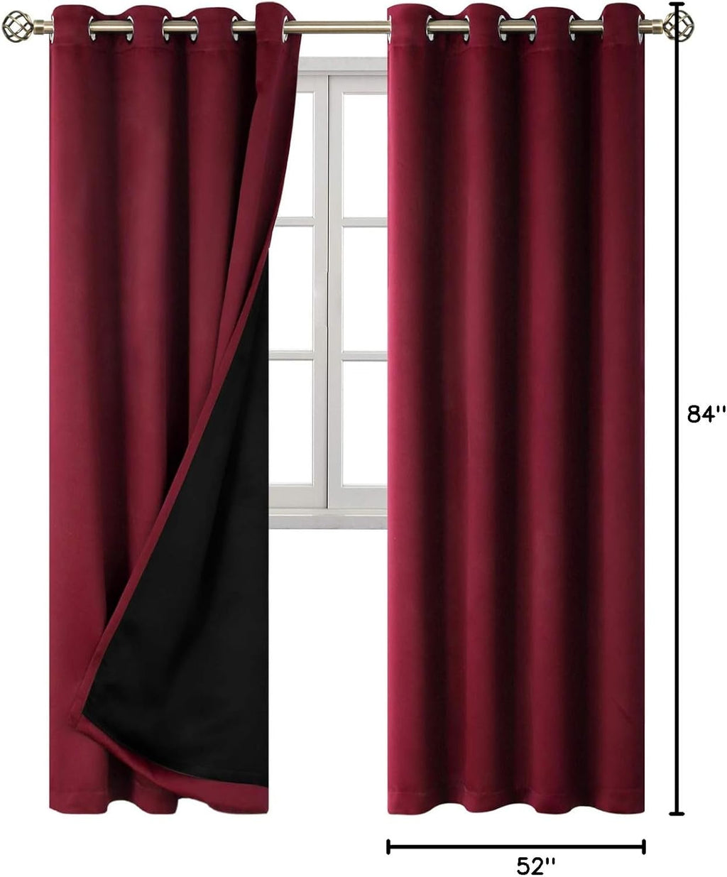 BGment Thermal Insulated 100% Blackout Curtains for Bedroom with Black Liner, Double Layer Full Room Darkening Noise Reducing Grommet Curta…