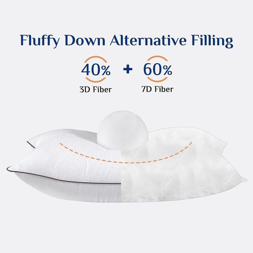JOLLYVOGUE Pillows Queen Size Set of 4 for Sleeping, Soft and Supportive Bed Pillow with Down Alternative Filling for Side and Back…