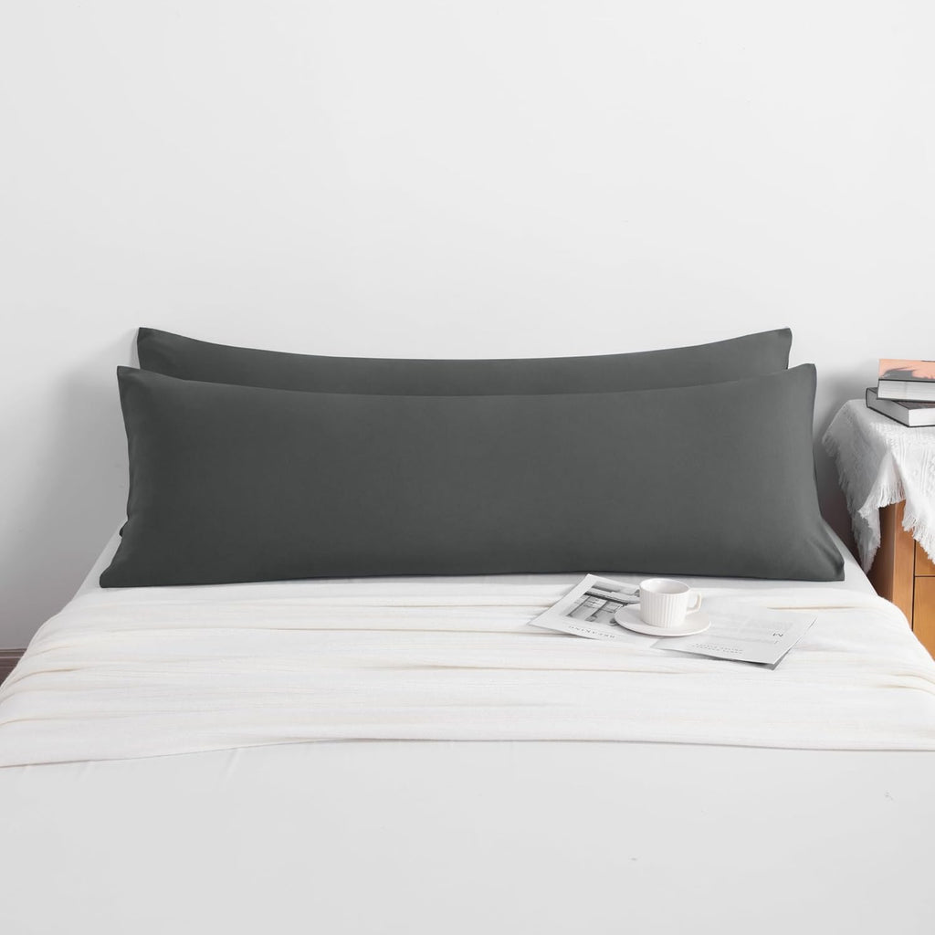 Ntbay Body Pillow Cases Set of 2, 2 Pack Brushed Microfiber 20x54 Pillow Cases, Soft, Wrinkle, Fade, Stain Resistant Dark Grey Pillow Cases…