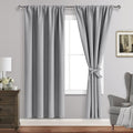 Jiuzhen Silver Grey Curtains for Bedroom - Blackout Curtains & Drapes Set of 2 Panels with Tiebacks, Thermal Insulated Room Darkening Noise…