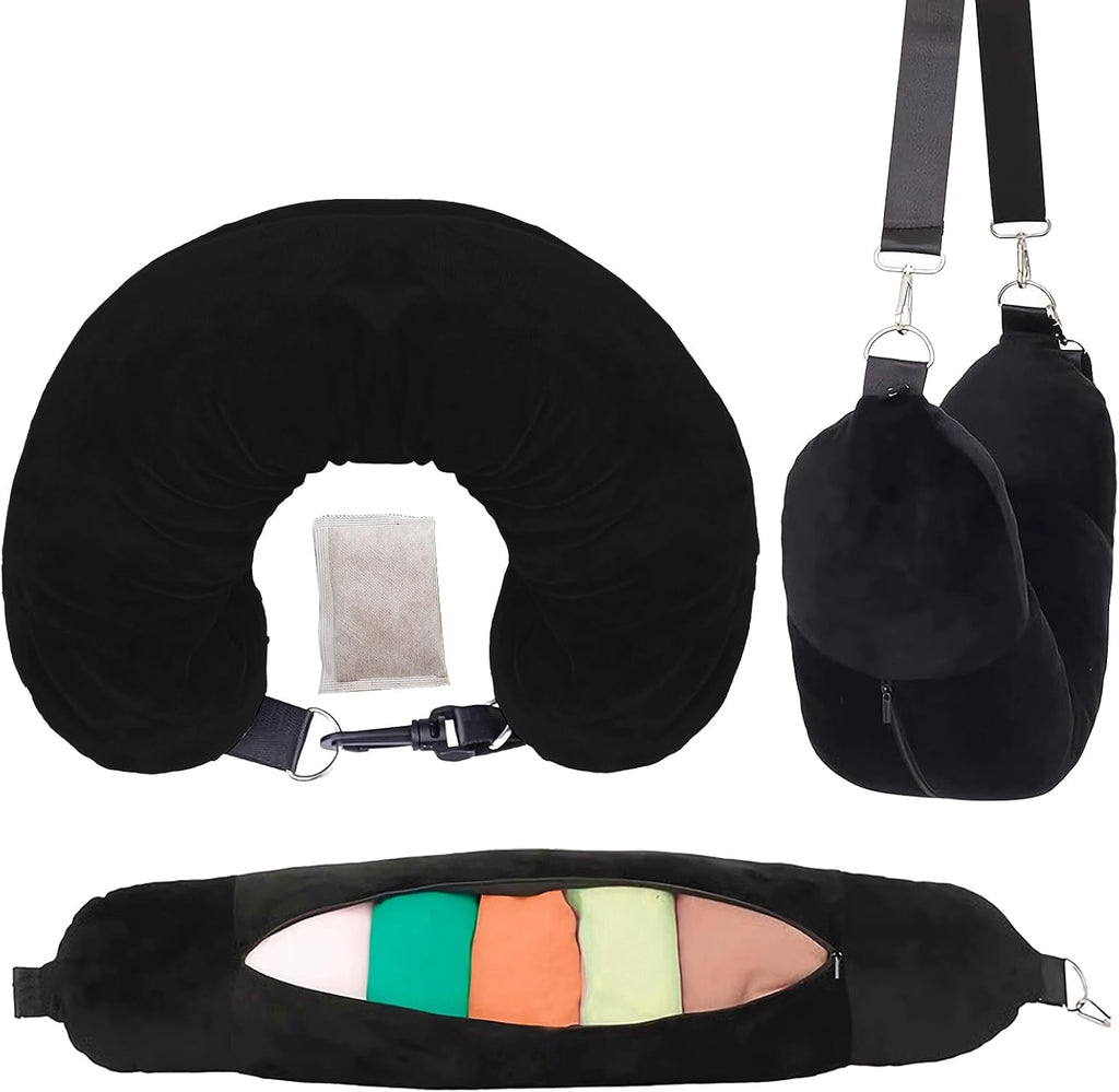 Travel Neck Pillows for Airplanes Stuffable Neck Pillow for Extra Carry-On Luggage Avoid Airline Baggage Fees Fits 3+ Days of Travel…