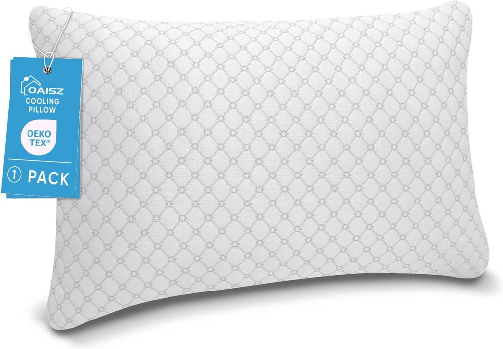 OAISZ Shredded Memory Foam Pillow, Queen Size Cooling Adjustable Firm Bed Pillow for Sleeping, Washable Removable Cover, Ideal for Side…
