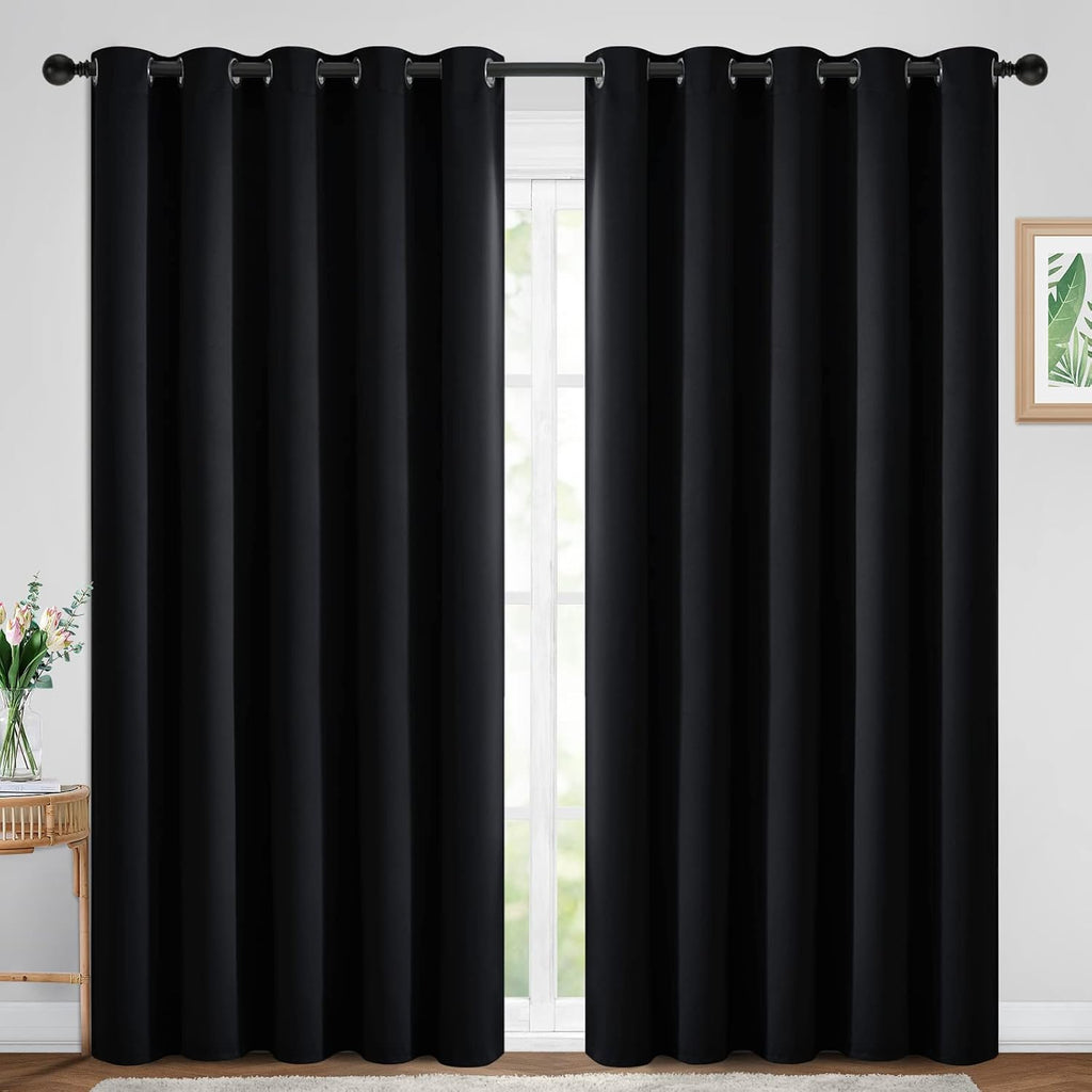 Yakamok 84 Inch Length 100% Blackout Curtains for Bedroom, Light Blocking Drapes Room Darkening Thermal Insulated Solid Grommet Panels…