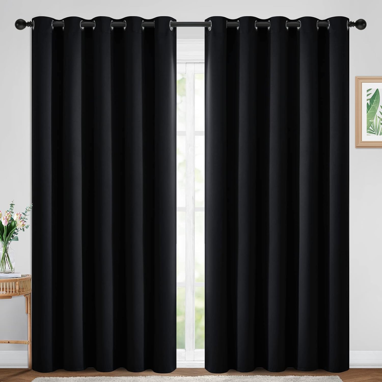 Yakamok 84 Inch Length 100% Blackout Curtains for Bedroom, Light Blocking Drapes Room Darkening Thermal Insulated Solid Grommet Panels…