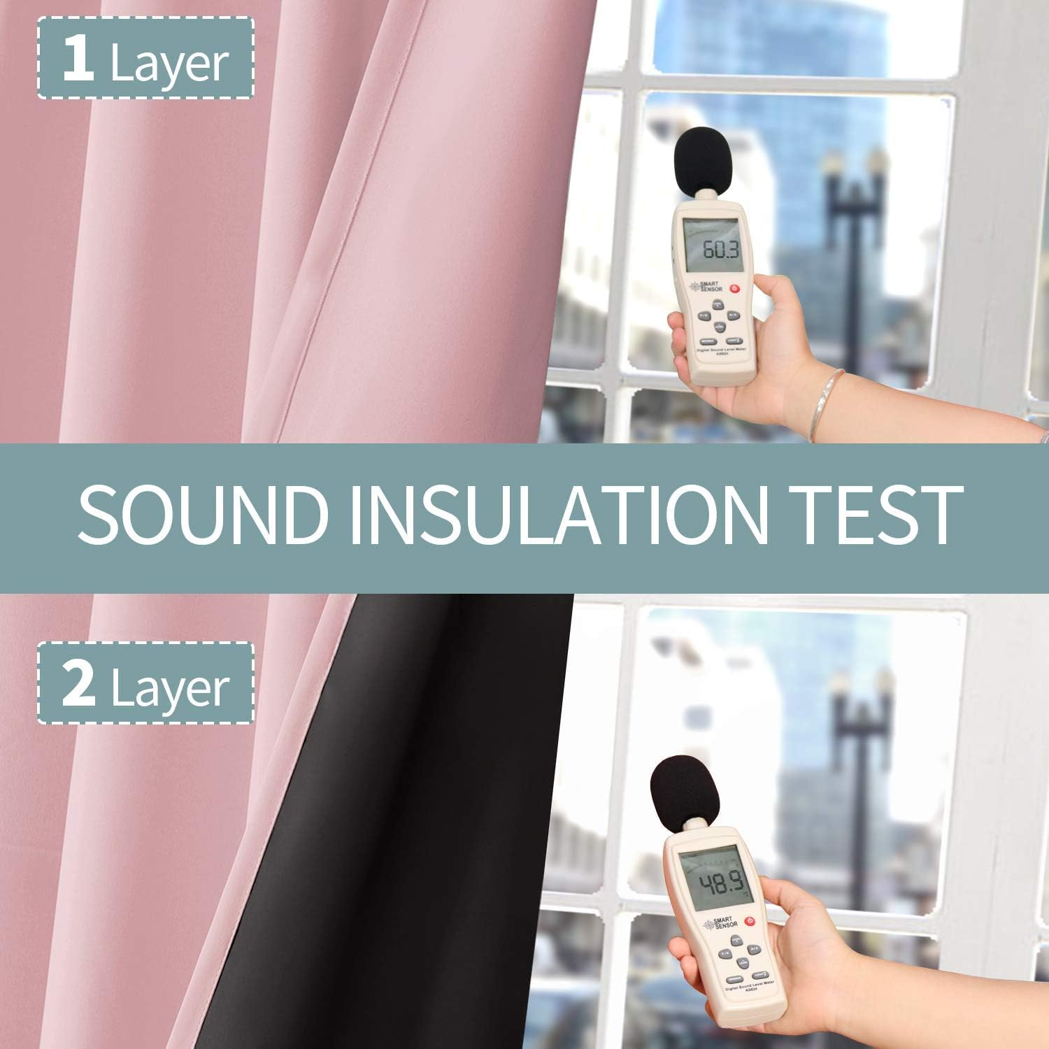 BGment Baby Pink 100% Blackout Curtains for Girls Bedroom 45 Inch Length, Thermal Insulated Full Light Blocking Grommet Noise Cancelling Sm…