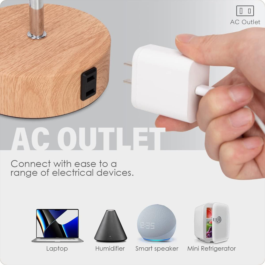 Yarra-Decor Bedside Lamp with USB A+C Charging Ports & AC Outlet Touch Control Table Lamp for Bedroom 3 Way Dimmable Nightstand Lamp with…