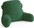 Unisakey Portable Comfy Reading Pillows for Bed Sitting Up(Green Oeko-Tex), Velvet Back Pillow with Arms & Pockets for Adults, Support…