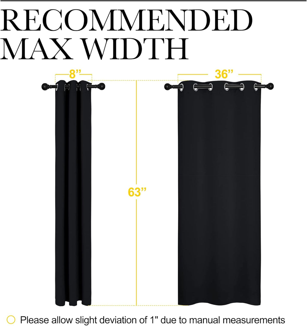 NICETOWN Halloween Pitch Black Solid Thermal Insulated Grommet Blackout Curtains/Drapes for Bedroom Window (2 Panels, 42 inches Wide by…