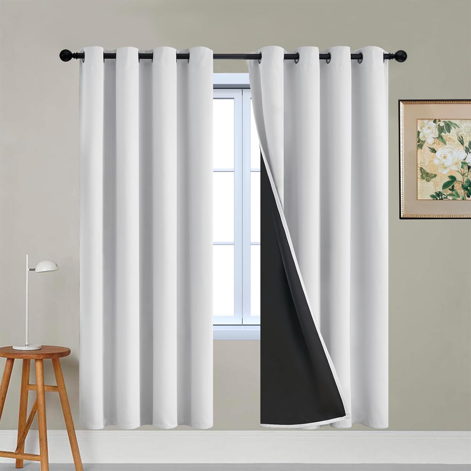 Yakamok 100% Blackout Curtains 72 Inches Long, 2 Thick Layers Heat and Full Light Blocking Soft Thermal Insulated Drapes for Bedroom(52"…