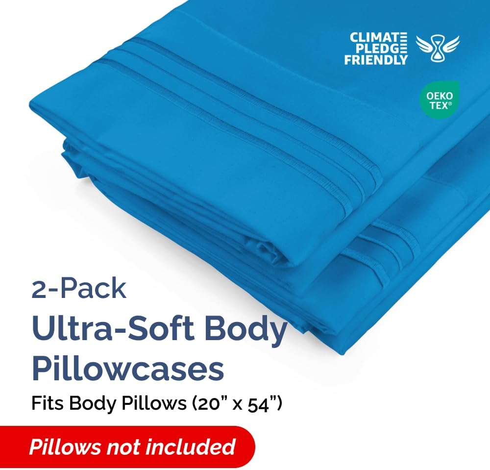 Body Pillowcases Set of 2-20x54 Long Body Pillow Case - Soft Body Pillow Cover for Sleeping & Side Sleepers - Comfy, Wrinkle & Fade Free…